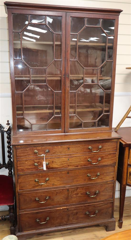 A George III mahogany secretaire bookcase W.97cm